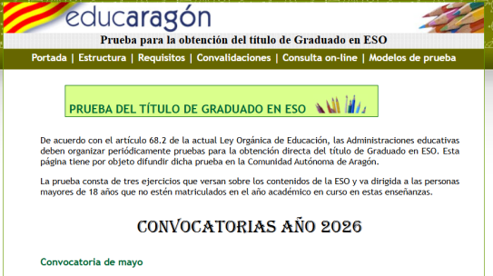 Convocatoria pruebas libres Graduado en ESO